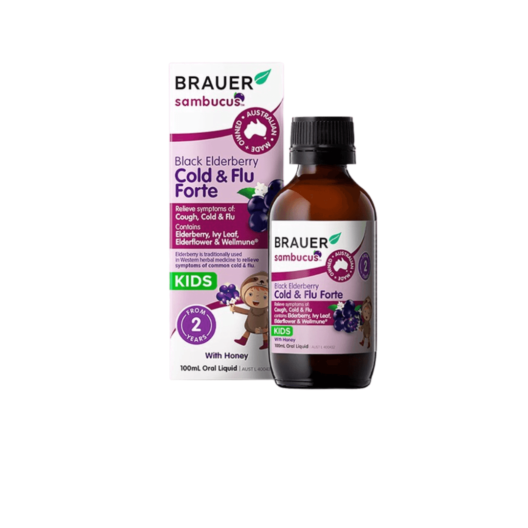 Black Elderberry Cold & Flu Forte H/100ml BRAUER Giảm cúm trẻ 2+