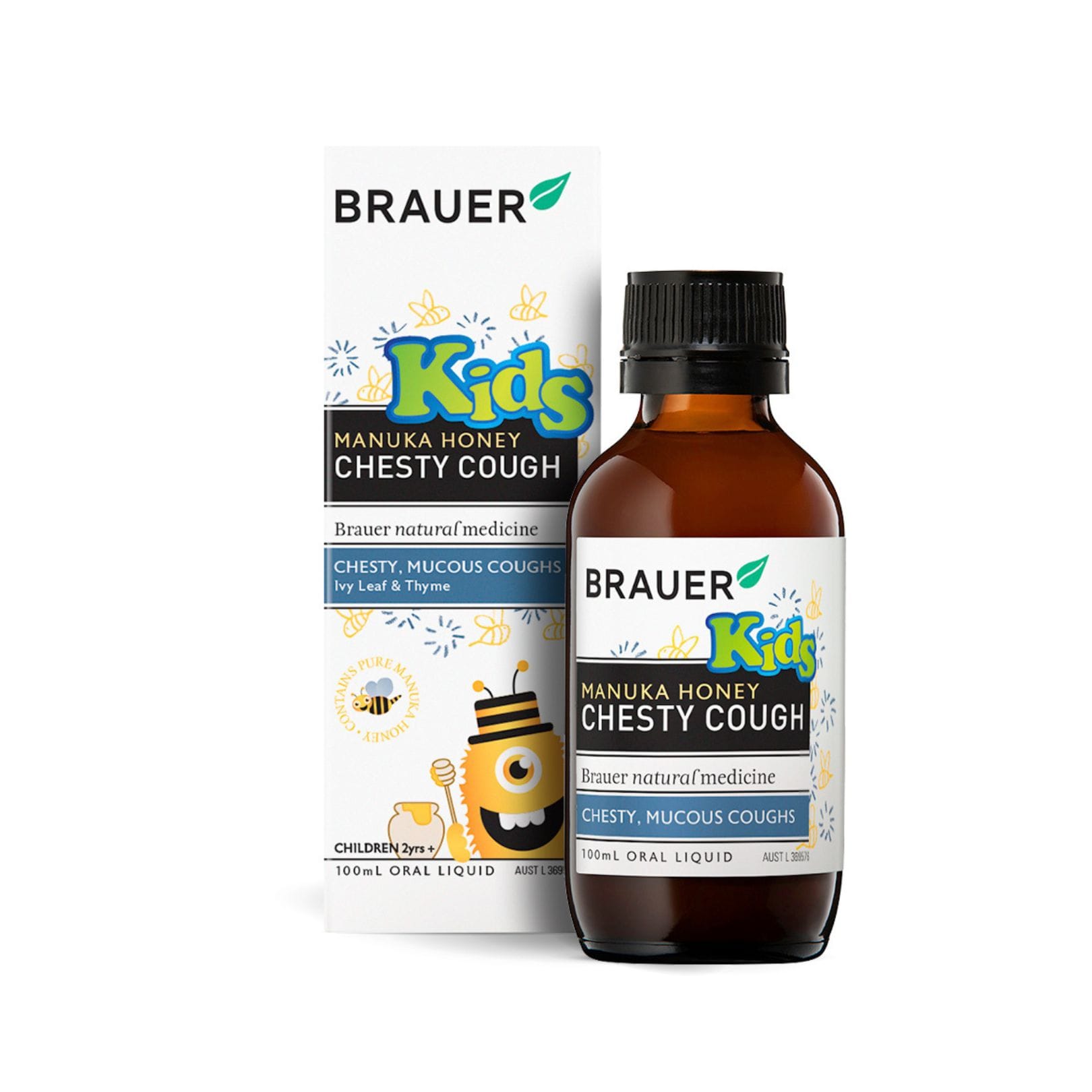 Manuka Honey Chesty Cough H/100ml BRAUER Giảm Ho Tiêu Đờm trẻ 2+