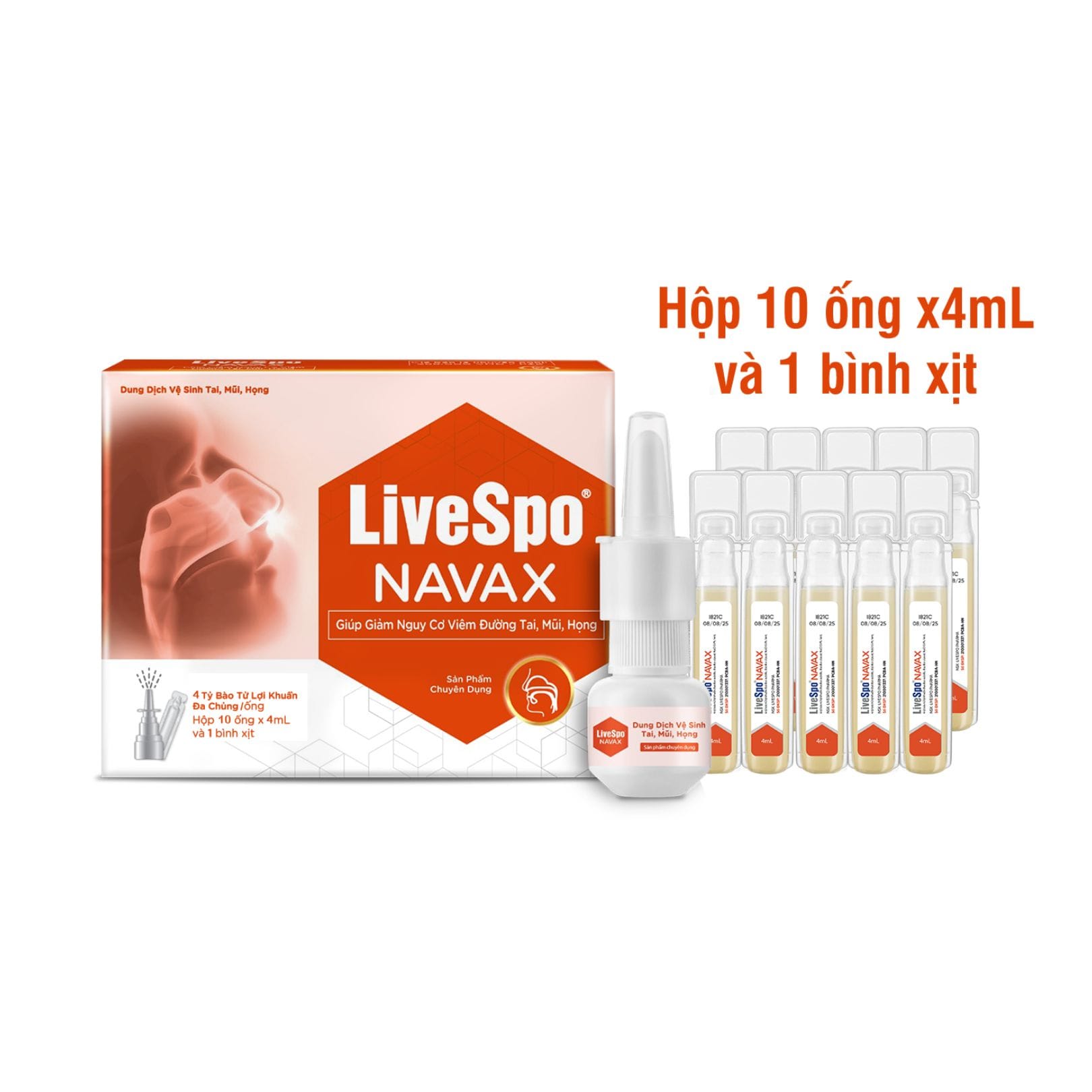 Navax Đỏ Mới H/10 ống LIVESPO Dung Dịch Vệ Sinh Tai Mũi Họng