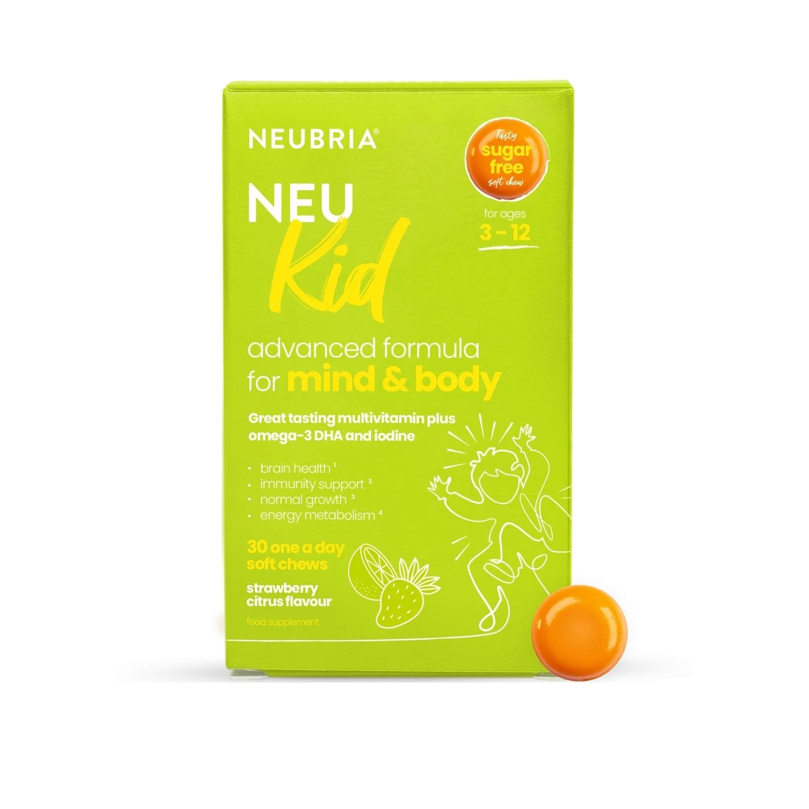 Thạch Dẻo Neu Kid H/30v NEUBRIA KIDS Omega 3 & Vitamin Tổng Hợp Trẻ 2+