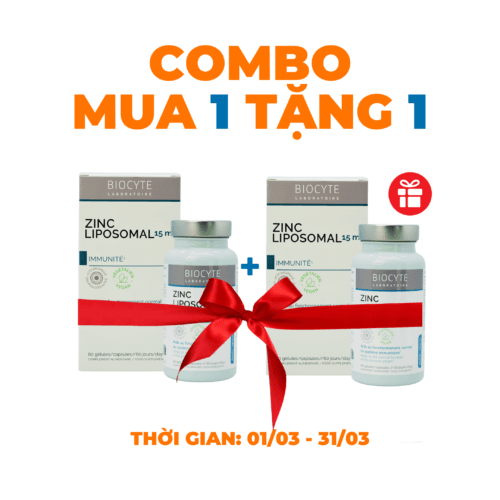 [Combo 1+1] Zn Zinc Liposomal L/60v BIOCYTE Kẽm bao vi nang giảm nhờn mụn, đẹp da