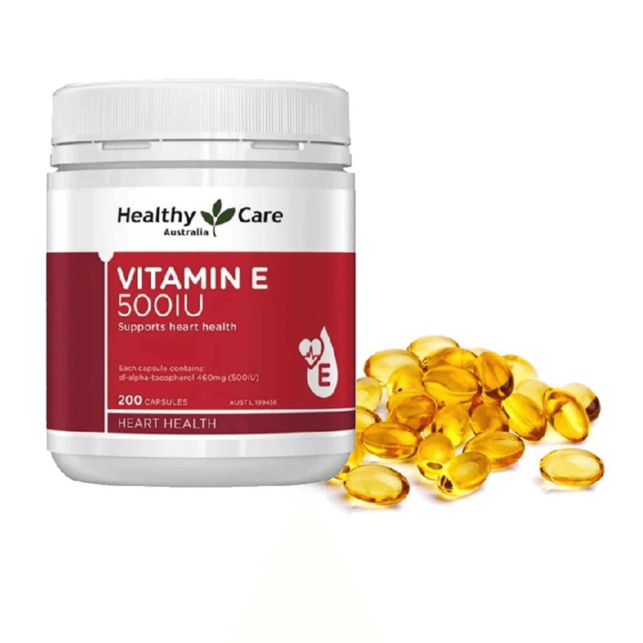 Vitamin E 500IU H/200V HEALTHY CARE Chống Oxy Hóa, Điều Hòa Nội Tiết