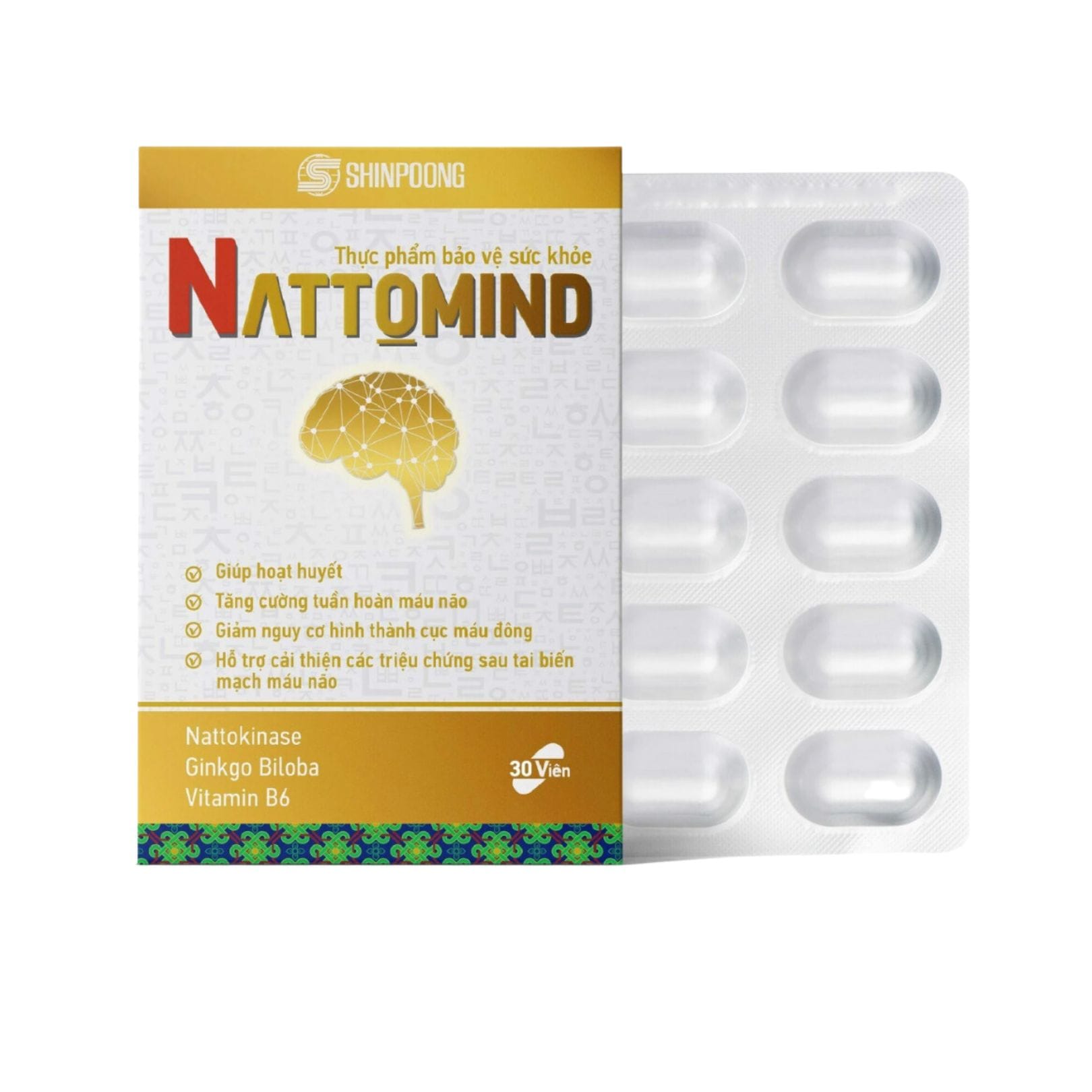 Nattomind H/30V SHINPOONG Bổ não, ngăn ngừa tai biến mạch máu não & cục máu đông