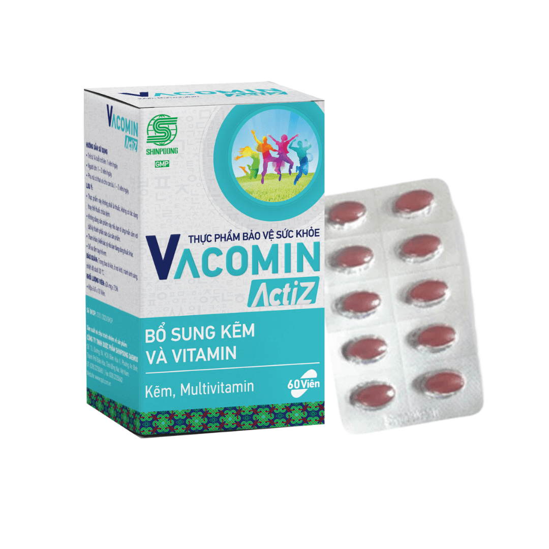 Vacomin Actiz H/60V SHINPOONG Bổ Sung Kẽm, Vitamin Tăng Cường Tiêu Hóa, Đề Kháng