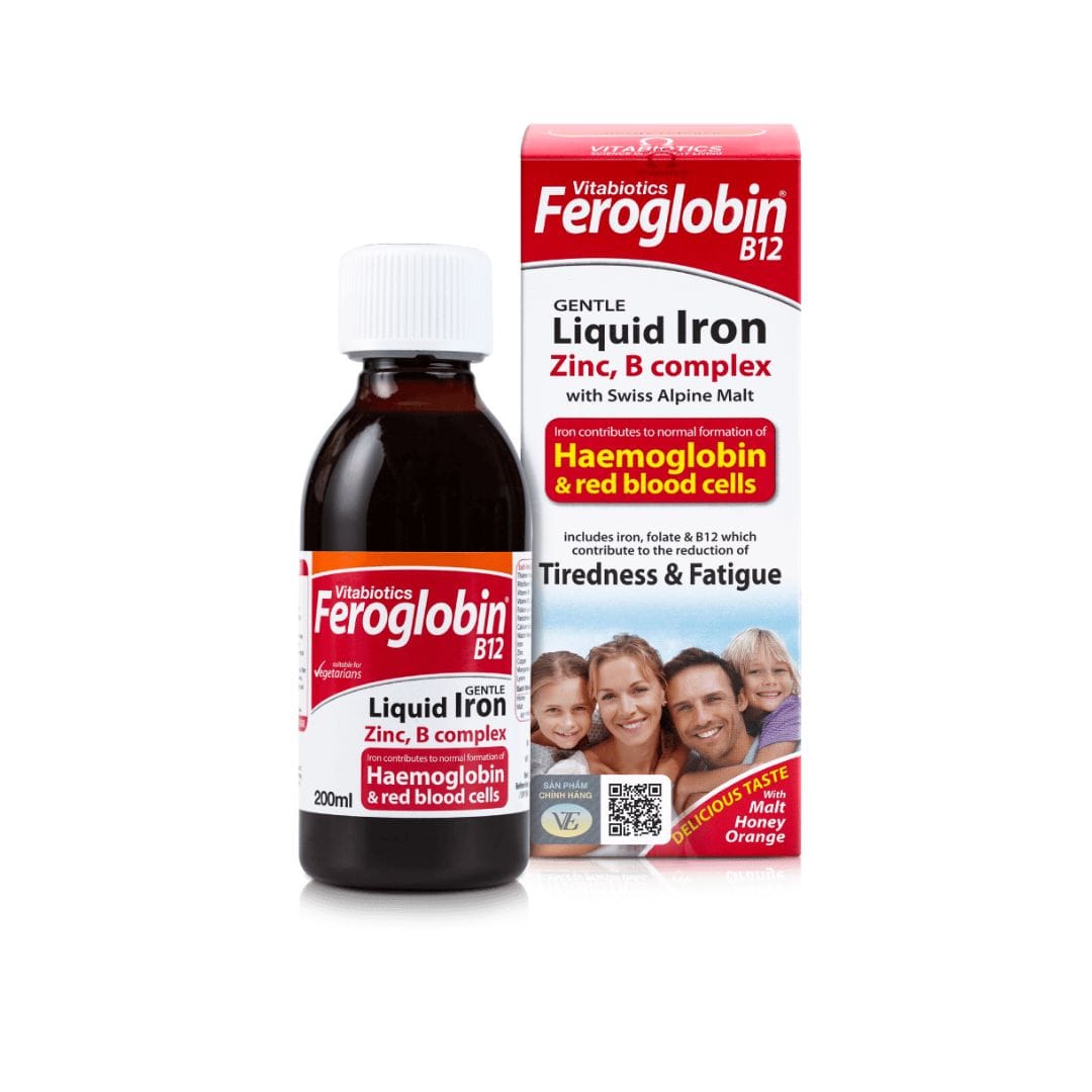 Feroglobin Liquid C/200ML VITABIOTICS Siro Sắt& B12 Trẻ Em (VEPharma)